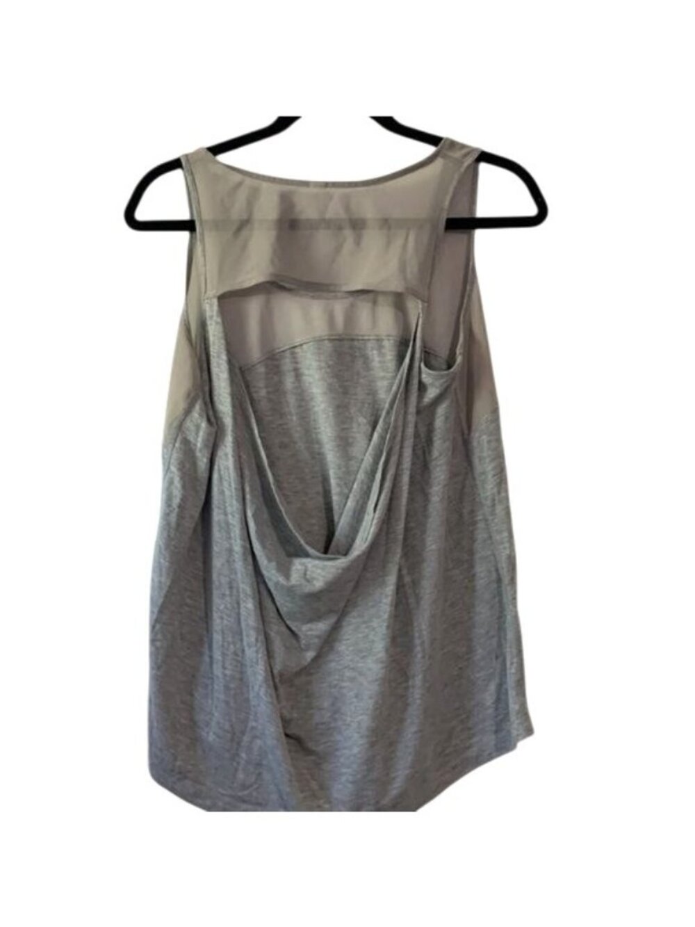 Gray Mesh Back Heathered Tank Top Lightweight Breathable Yoga Activewear Womens - Picture 2 of 9